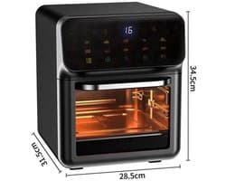 Heteluchtfriteuse – Airfryer - Airfryer Oven - 12L - 1350W - LED Touchscreen - Olievrije Heteluchtfriteuse - Multifunctioneel Convectoroven - Kijkvenster - Grote Capaciteit - Zwart