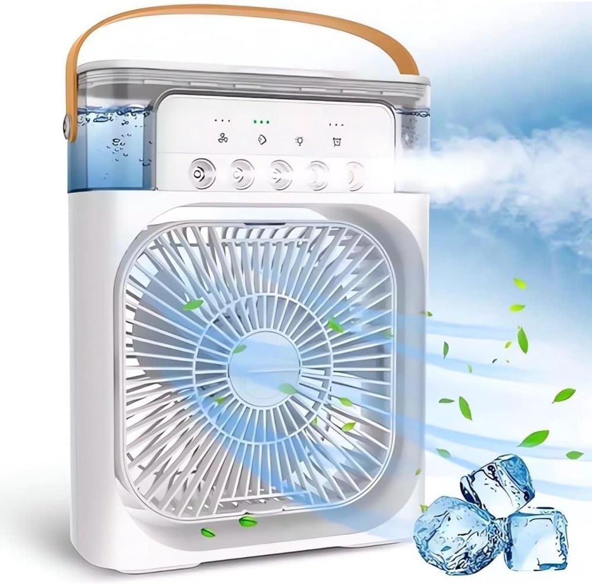 Casalora Portable Aircooler - Airco Zonder Afvoerslang - Tafelventilator -Luchtkoeler 4-in-1 -3 windsnelheden met 600ml Watertank - Wit — afbeelding 1