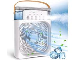 Casalora Portable Aircooler - Airco Zonder Afvoerslang - Tafelventilator -Luchtkoeler 4-in-1 -3 windsnelheden met 600ml Watertank - Wit