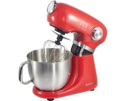Keukenmachine – Keukenrobot 1000W – 5L RVS Mengkom – 12 Snelheden – Keukenmixer met Deeghaak, Klopper en Garde – Rood
