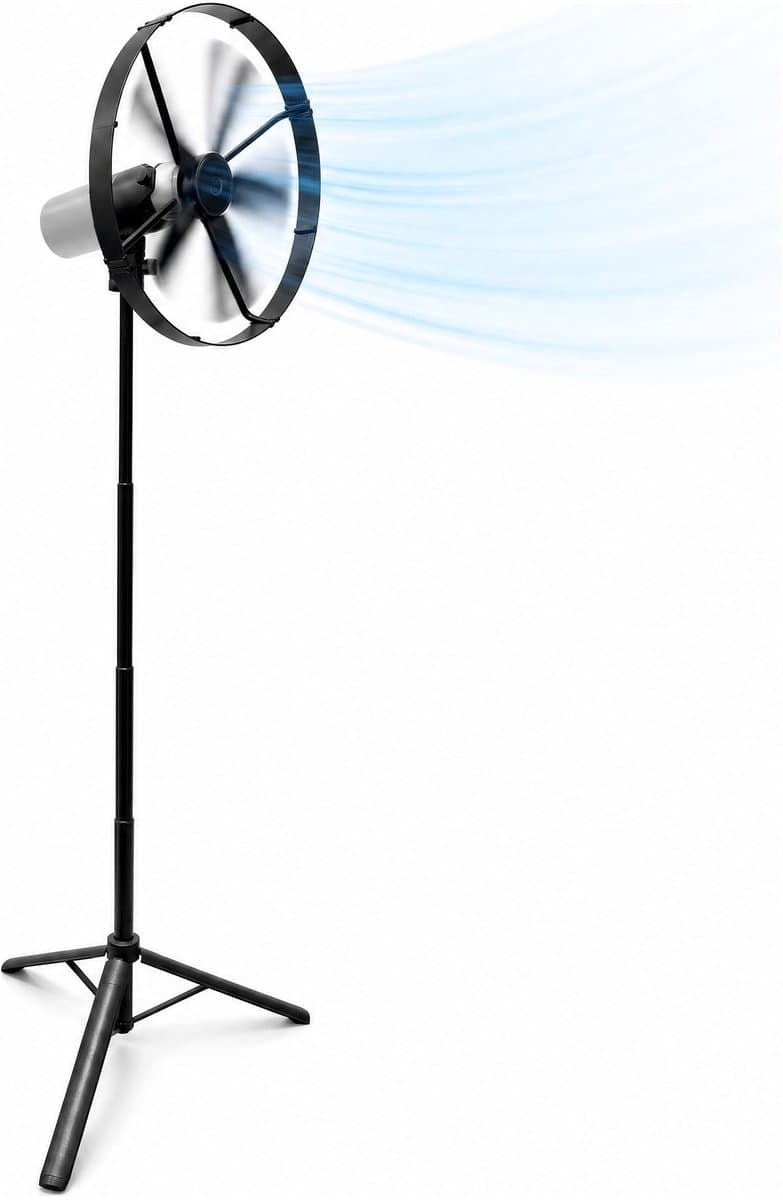 Caliber Draadloze ventilator met Standaard - Kantelbaar en Draaibaar - Fluisterstil en krachtig - 2 Standen - Inclusief LED Lamp - Accu niet meegeleverd - Werkt met PowerSnap Accu Platform (CPS-FAN) — afbeelding 1
