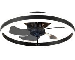 Luxe Plafondventilator - Met LED Verlichting - Dimbaar - Zwart - 50cm