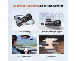 Casa Living Auto Dashcam - 2K QHD 1440P Dashcam - 143° Groothoeklens - Nachtzicht & Wifi - Spraakbesturing M310 Plus - Zwart