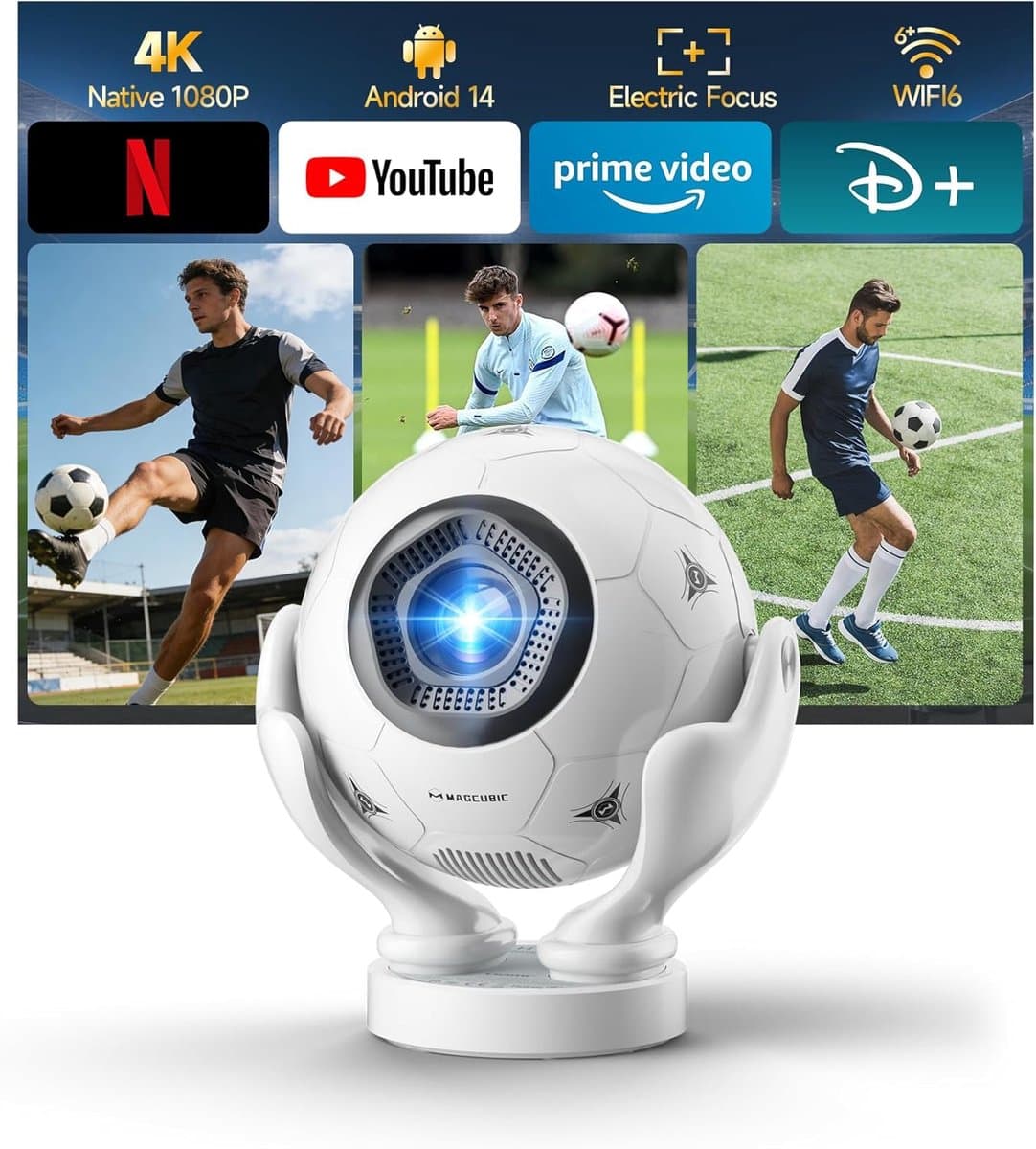 Mini Beamer Full HD 1080p – 600 ANSI Lumen – Autofocus – WiFi 6 en Bluetooth 5.4 – 8K Ondersteuning — afbeelding 1