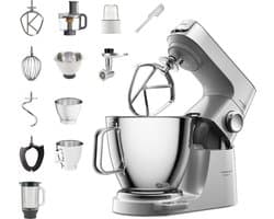 Kenwood KVL85.704SI keukenmachine - 1200W - met Ingebouwde weegschaal - 5+7L kom - Veel meegeleverde accessoires: blender, foodprocessor, citruspers, hakmolen, vleesmolen, spatel - Zilver