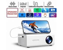 Beamer 4K - 180° Draaibaar - Smart Projector met WiFi 6, Android 11 en Draagbaar Ontwerp