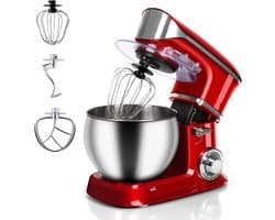 Keukenmachine - Mixer Bakken - Eten Bereiden - Gietijzeren Behuizing - 1900W - Rood