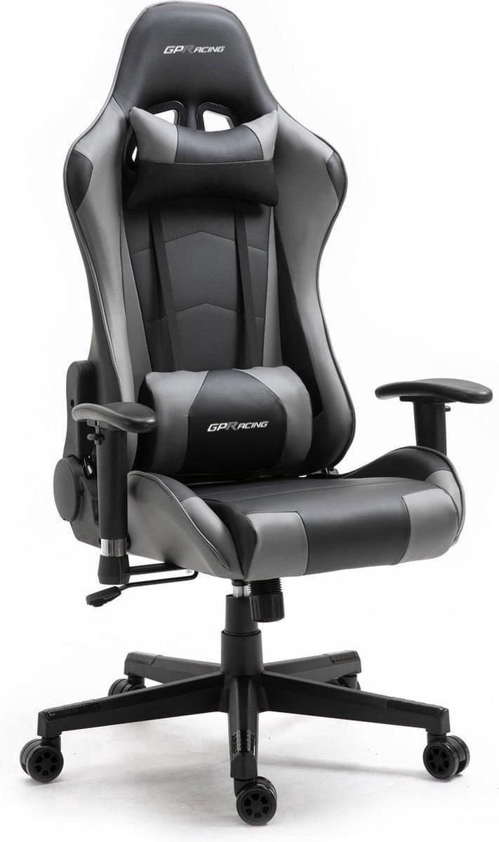 GPRacing Pro - Game Stoel - Gaming Stoel - Ergonomische Bureaustoel - Gamestoel - Verstelbaar - Gaming Chair - Zwart / Grijs — afbeelding 1