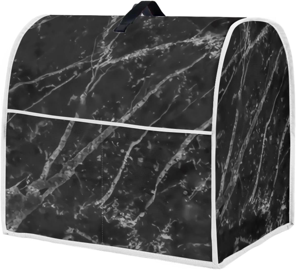 Mixer Cover - Keukenmachinehoes Stofkap - Keuken Apparaat Beschermen - Met Ritsvak - 38x27.5x37cm - Zwart Marmer — afbeelding 1