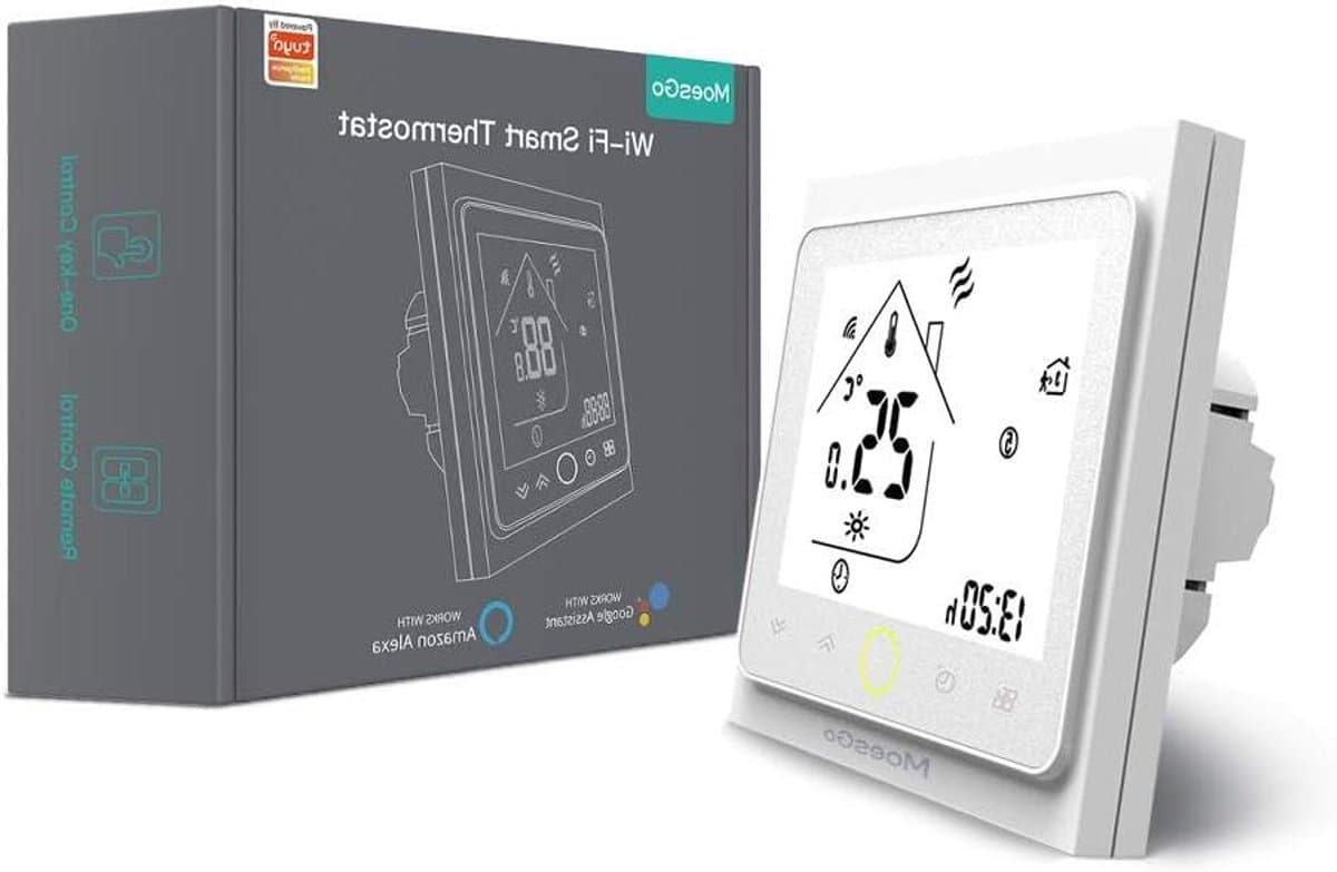 Intelligente Thermostaat - Wifi Regelaar - Verwarming Instellen - App Bediening - 5-35 Graden - Grijs — afbeelding 1