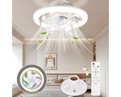 Plafond Ventilator met Verlichting en RGB - Ventilator Lamp Plafond - Stille Plafondlamp - E27 Fitting - 16 Kleuren - Timer - 3 Windsnelheden