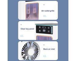 Mini USB draagbare desktopventilator met 3 ventilatorsnelheden en 7 ledlampjes, geschikt voor slaapkamers en studentenkamers.