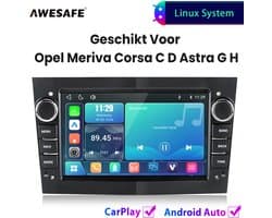 Awesafe Autoradio - Geschikt Voor Opel Meriva Corsa C D Astra G H - Draadloos Carplay Android Auto - Linux systeem - 7 Inch Touchscreem - FM Radio Bluetooth EQ SWC Wifi Airplay