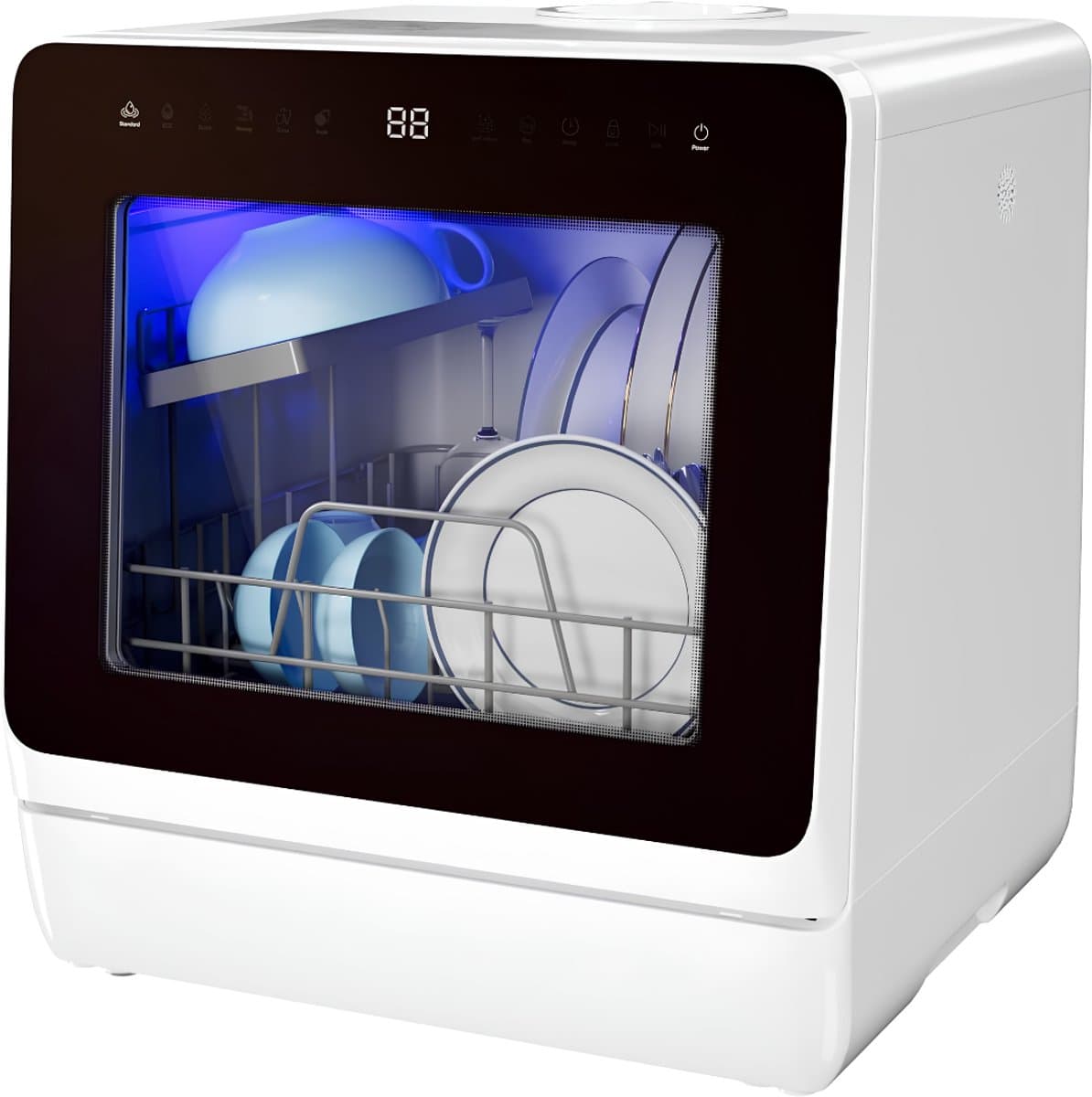 Lìon® Mini Vaatwasser - Afwasmachine - Vrijstaande Vaatwasser - Wit - 43cm x 43cm x 46cm — afbeelding 1