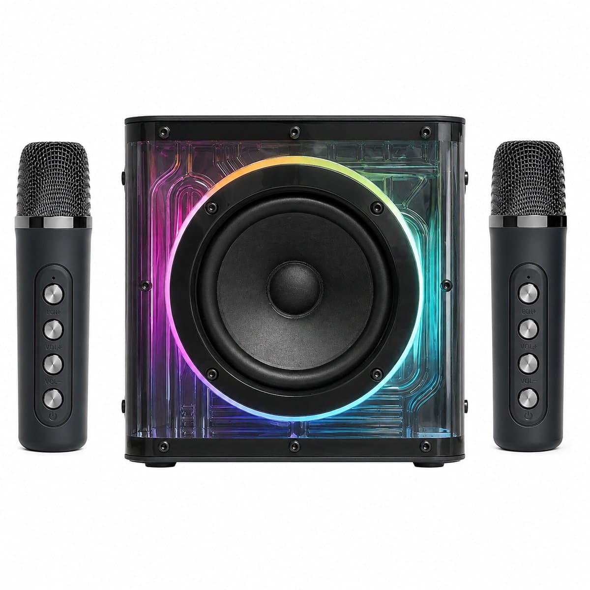 DUTCHPOWER Karaoke Plus Set met 2 Draadloze Microfoons - Premium Bluetooth Karaoke Speaker - USB-C Oplaadbaar - RGB LED-Verlichting — afbeelding 1