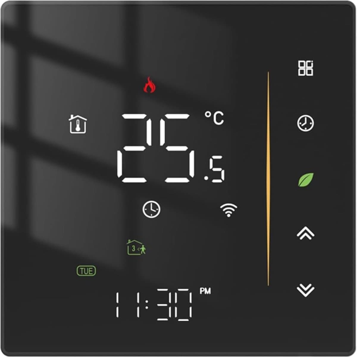 Digitale Thermostaat - Temperatuurregelaar Vloerverwarming - Comfort Verhoging - App en Spraakbediening - 88 x 88 x 38 mm - Zwart — afbeelding 1