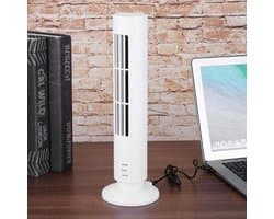 Bladloze Torenventilator - Draagbare USB Desktop Ventilator - 2 Snelheden - Oscillerende Luchtkoeler - Mini Ventilator voor Thuis en Kantoor - Wit