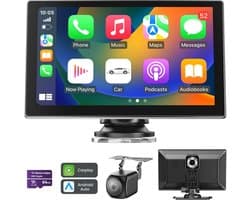 SnelShoppen - Carplay Auto 9 inch Scherm Met 4K Dashcam, Achteruitrijcamera 1080P, GPS Navigatie, Bluetooth 5.0, Spraakbediening, Mirror Link/FM, Incl