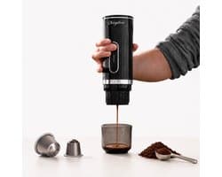 ChargeLuxe - Draagbare Espressomachine - Koffiezetapparaat voor Onderweg - draagbare koffiemachine. - 20 Bar - Voor Capsules, Cups & Gemalen Koffie - Verwarmt Zelf Water tot 92°C - USB-C Oplaadbaar - IJskoffie - Reis, Camping & Auto - 12 Volt