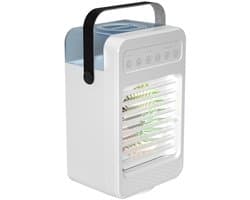 Draagbare bureaulucht ventilator, mini-airconditioner air cooler - 4-in-1 luchtkoeler, koelventilator met 70 graden oscillatie, 4 ventilatorsnelheden, 2 vernevelingsmodi, handgreep, slaapkamer - wit