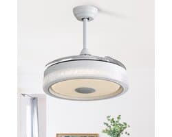 KOMHTOM - Plafondventilator - 42 inch - Meerkleurige 32W LED-verlichting - 3 kleurtemperatuurstanden en RGB - 3 ABS-bladen - DC-motor