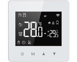 Slimme Thermostaat - Digitale Regelaar - Comfort Thuis - App en Spraakbesturing - 86 x 86 cm - Zwart