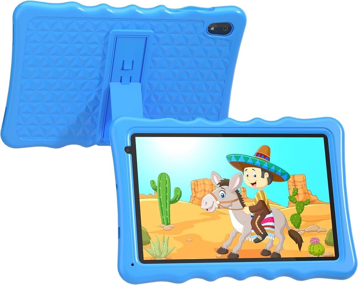 SnelShoppen - Kindertablet met Schokbestendige Bescherming, Dual Camera, Bluetooth, WiFi, 10.1 Inch Android 13 Tablet voor Kinderen, Perfect voor Educ — afbeelding 1