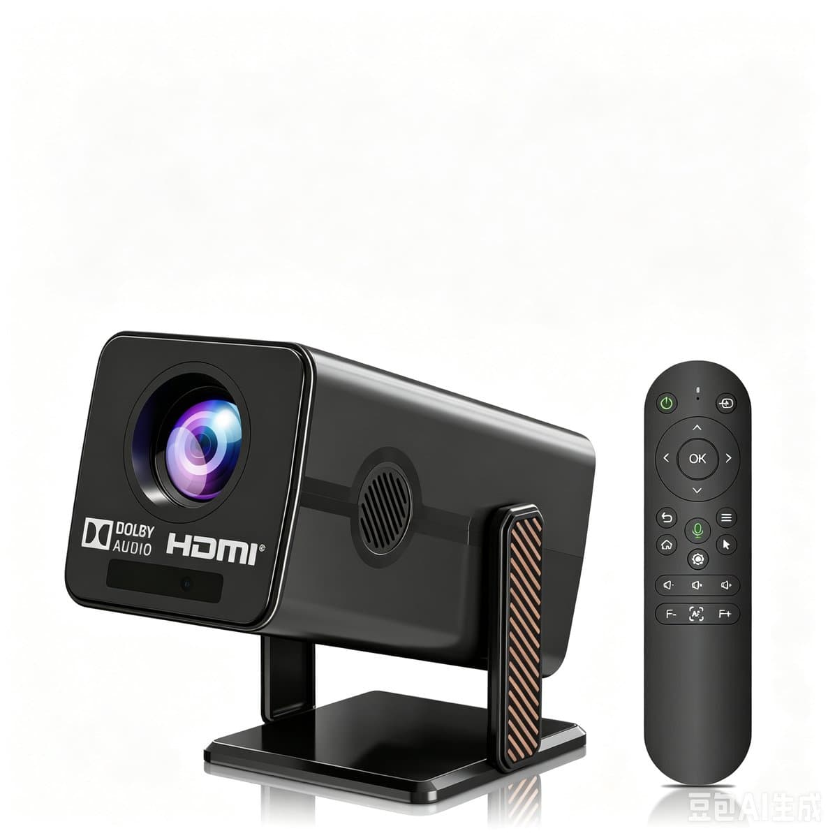 Mini Beamer 1080P Full HD - Android TV Projector - 4K Ondersteuning - WiFi 6 - Bluetooth 5.2 – Automatische Keystonecorrectie – Draagbaar ontwerp – Thuisbioscoop – 25,8 x 13,8 x 14,6 cm - 1 stuk - Zwart — afbeelding 1