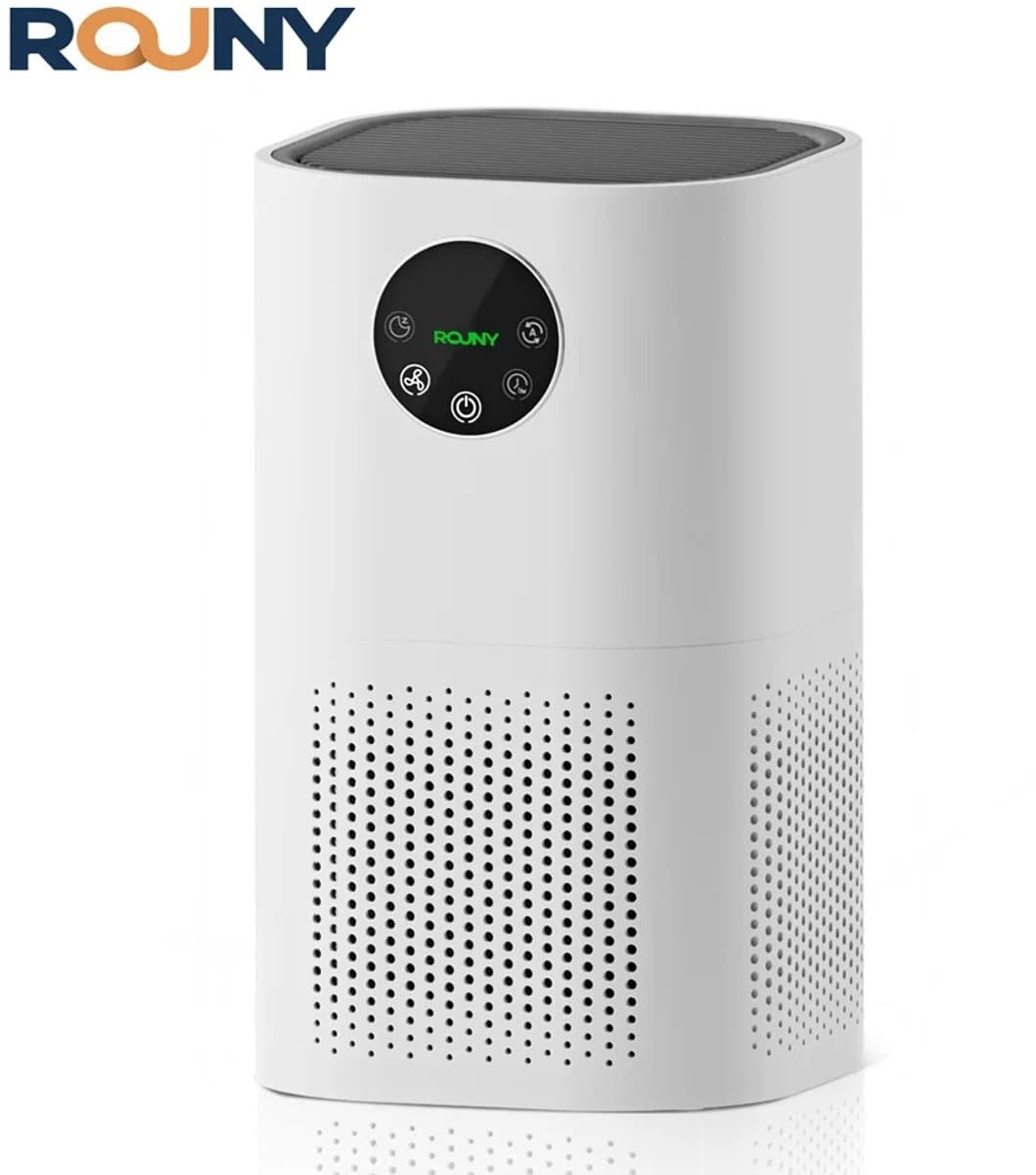 Luchtreiniger met luchtbevochtiger - Minder stof en pollen in de lucht - HEPA H13 filter - helpt tegen onaangename geurtjes - CADR 100 m³/h - compact design formaat - 1 L watertank - Voor slaapkamer en woonkamer - Wit — afbeelding 1