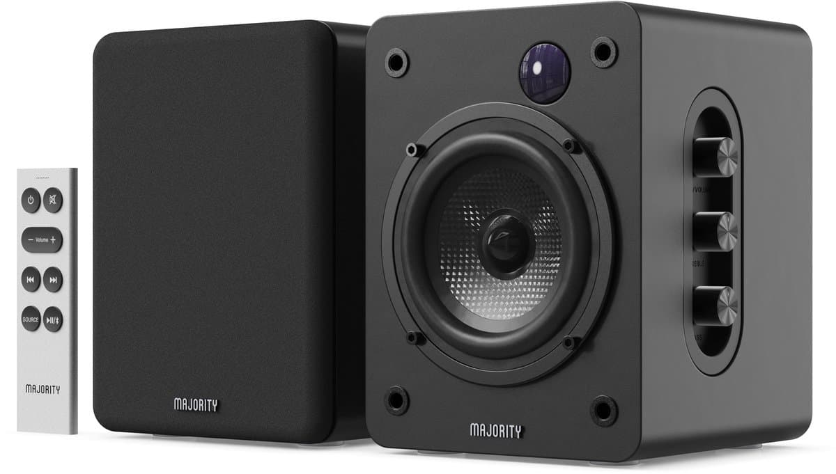 Majority D50X Bookshelf Speakers - Bluetooth - 60W -HDMI ARC - Stereo - Ingebouwde Versterker - Zwart — afbeelding 1