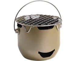 Draagbare houtskoolgrill - 15*12 cm - Mini houtskoolgrill - Draagbare houtskoolgrill voor buiten - Kleine buitengrill - Kleine grill voor buiten koken - Geschikt voor kamperen, barbecueën in de achtertuin, barbecueën in de camper en picknicks - Groen