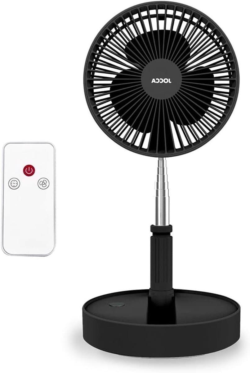 Staande Ventilator - Oplaadbare Ventilator - Thuis Koelte - Opvouwbaar Ontwerp - Tot 98 cm - Zwart — afbeelding 1