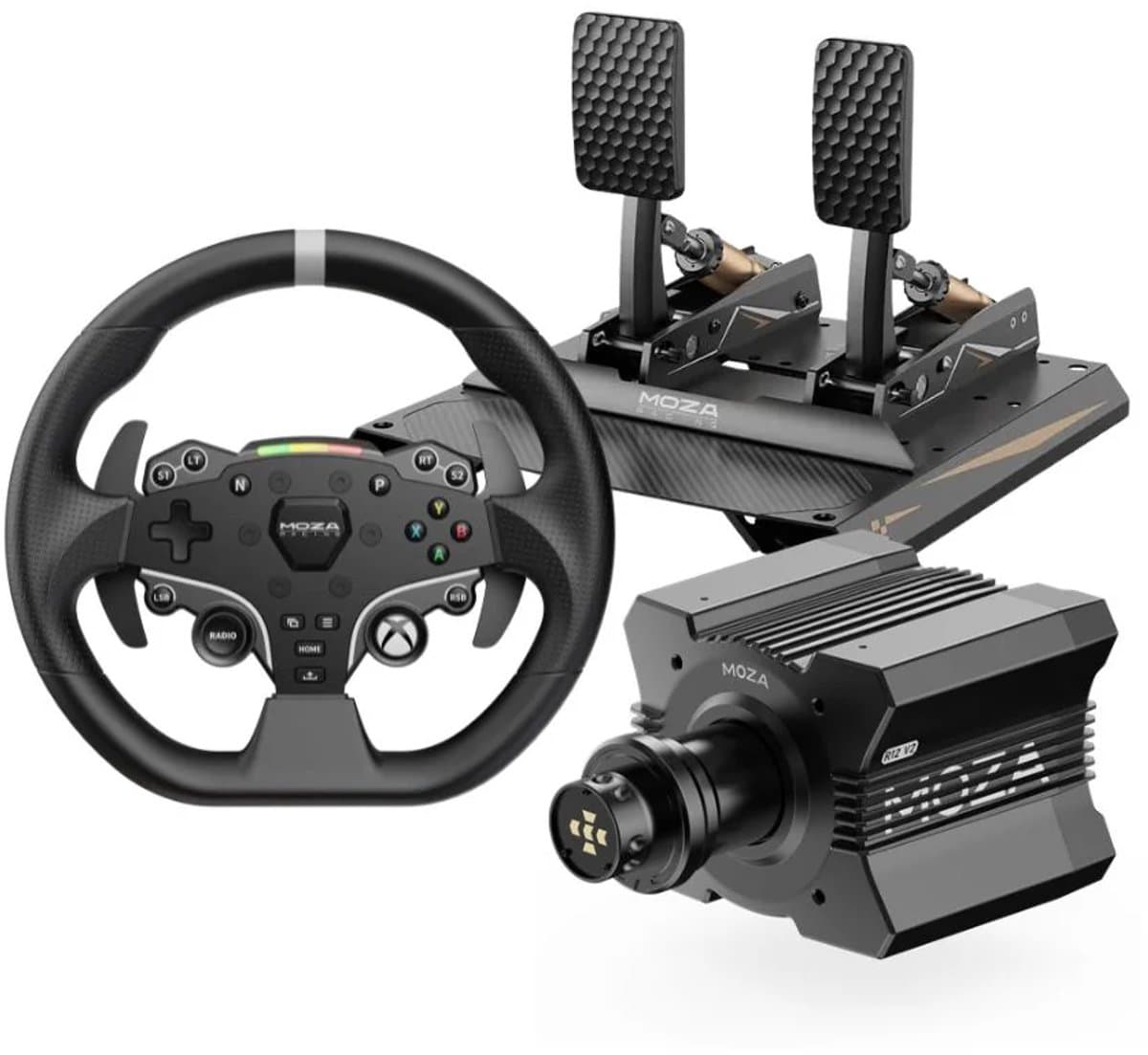 Moza Racing R12 V2 + MOZA ESX Steering Wheel + MOZA CRP2 Pedals Bundle – Direct Drive 12Nm – Xbox & PC — afbeelding 1