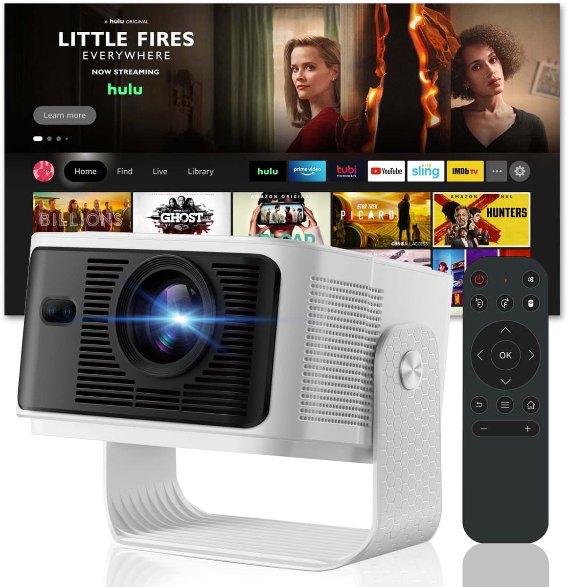 Mini Beamer 4K - Draagbare Smart Projector met Android 11 - WiFi 6 & Bluetooth 5.4 - 30000 Lumen - Auto Keystone - 180° Draaibaar - Full HD 1080P - Home Cinema — afbeelding 1