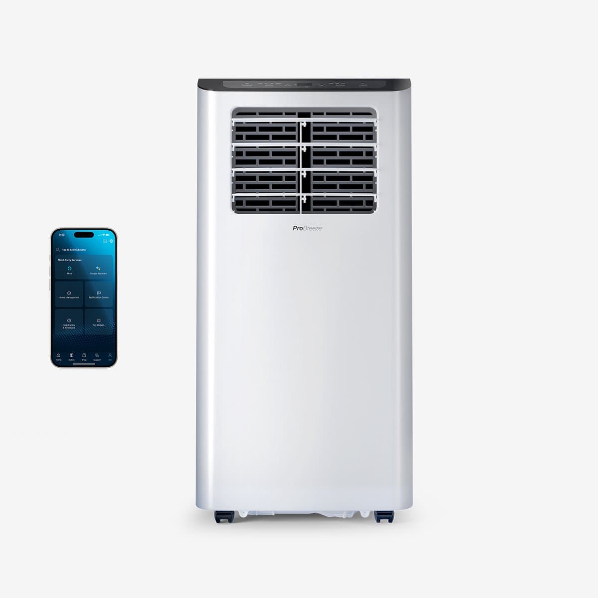 Pro Breeze Mobiele Airco – 14000 BTU - Extra Krachtig – 4-in-1 Luchtkoeling, Ontvochtiging, Ventilatie en Slaapmodus – Airco voor Slaapkamer, Woonkamer, Kantoor, Gym – Smart Home WiFi - 24-uurs Timer & Incl Raamafdichtingkit – Energieklasse A – Wit — afbeelding 1