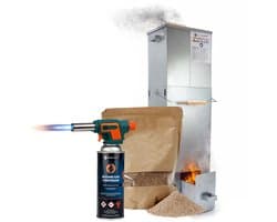 Eurocatch Telescopische Rookoven Vierkant 101 cm - Verzinkt Metalen Rookkast - Smoker voor Buiten met Thermometer en 10 Rookhaken - Extra Rookmot & Gasbrander voor eenvoudig aansteken