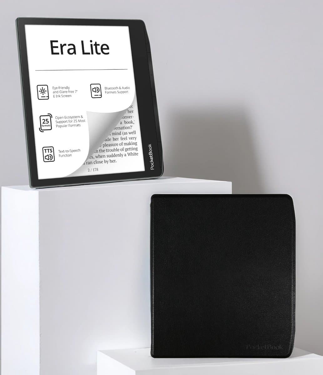 PocketBook Era Lite e-reader Stone Green – 7 inch – 16 GB – spatwaterdicht + Stone Green met Zwarte Shell Cover – voordeelbundel — afbeelding 1