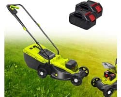 Elektrische Grasmaaier - Accu Grasmaaier Grastrimmer - Gazon Onderhouden - Borstelloze Motor - 33 cm Snijbreedte - Zwart