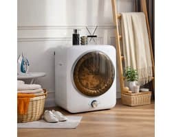 Re-purelife® mini wasdroger 3 kg met 8 programma's - compacte luchtafvoerdroger van staal en ABS - wandmontage mogelijk met dubbel filter en NTC-sensor - modern design - wit - 53,5 × 42 × 65 cm