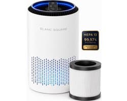 BLANC SQUARE Luchtreiniger PRO met Vervangbaar HEPA 13 + Koolstof filter - Air Purifier CADR 170m³/h 30m² - Filtert Fijnstof, Hooikoorts, Pollen en Huisstofmijtallergenen - Slaapstand - Clean Air