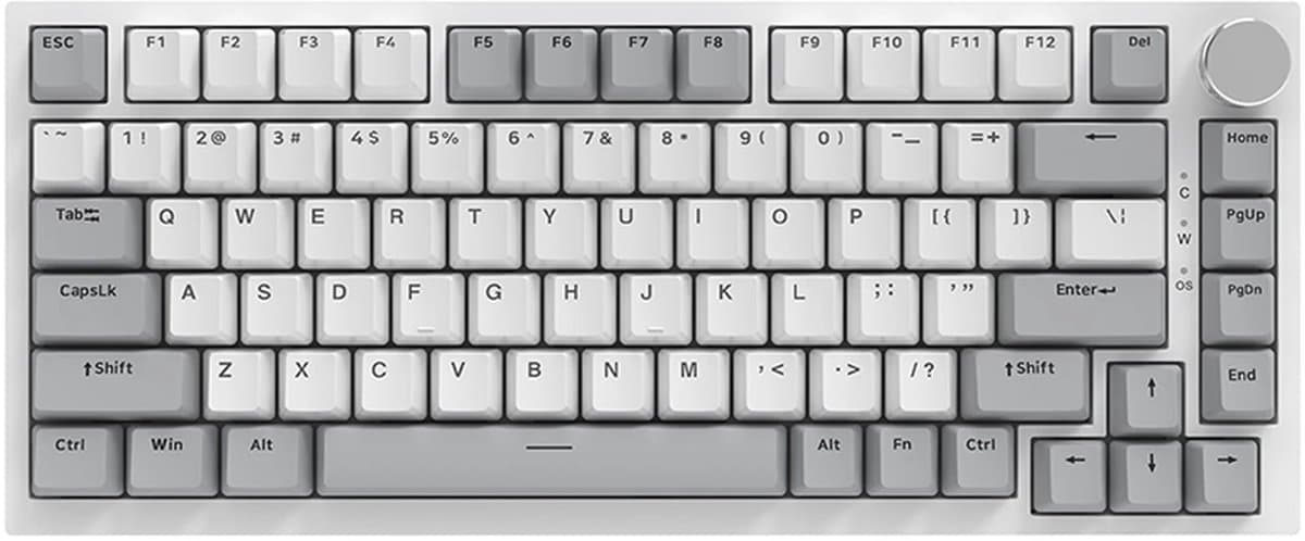 Ajazz AK820 – Mechanisch Toetsenbord 75% – Bedraad USB-C Gaming Keyboard – Hot Swap – Compact QWERTY – 82 Keys – Wit/Grijs — afbeelding 1