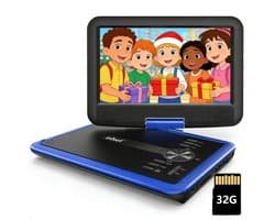 ieGeek Draagbare DVD Speler Auto - 11.5 Inch - 9,5 Inch Oogbeschermend Scherm - mit 32GB Karrt - TV/USB/SD - Draaibaar Scherm - 5 Uur Oplaadbare Batterij - voor Kinderen en in de Auto - Blauw