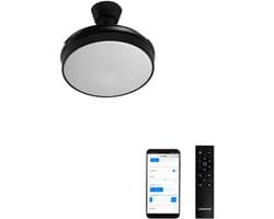 CREATE - Plafondventilator 40W stille intrekbare bladen Ø91cm met licht - Zwart - WIFI + Afstandsbediening - WIND CLEAR
