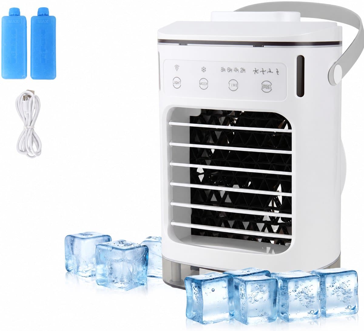 Airco - Mobiele airco - Draagbare airconditioner – Aircooler4-in-1 ventilator – 4 snelheden & 3 standen – 2-8 uur timer – 7 kleurenverlichting – AC-unit met 900 ml watertank – voor slaapkamer, kantoor, thuis en op de camping — afbeelding 1