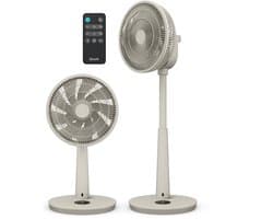Duux Whisper 3 Statiefventilator - Zuinige Ventilator met 26 snelheden, Timer en Nachtmodus - In hoogte verstelbaar (73-95cm) - Horizontale + verticale oscillatie - Greige