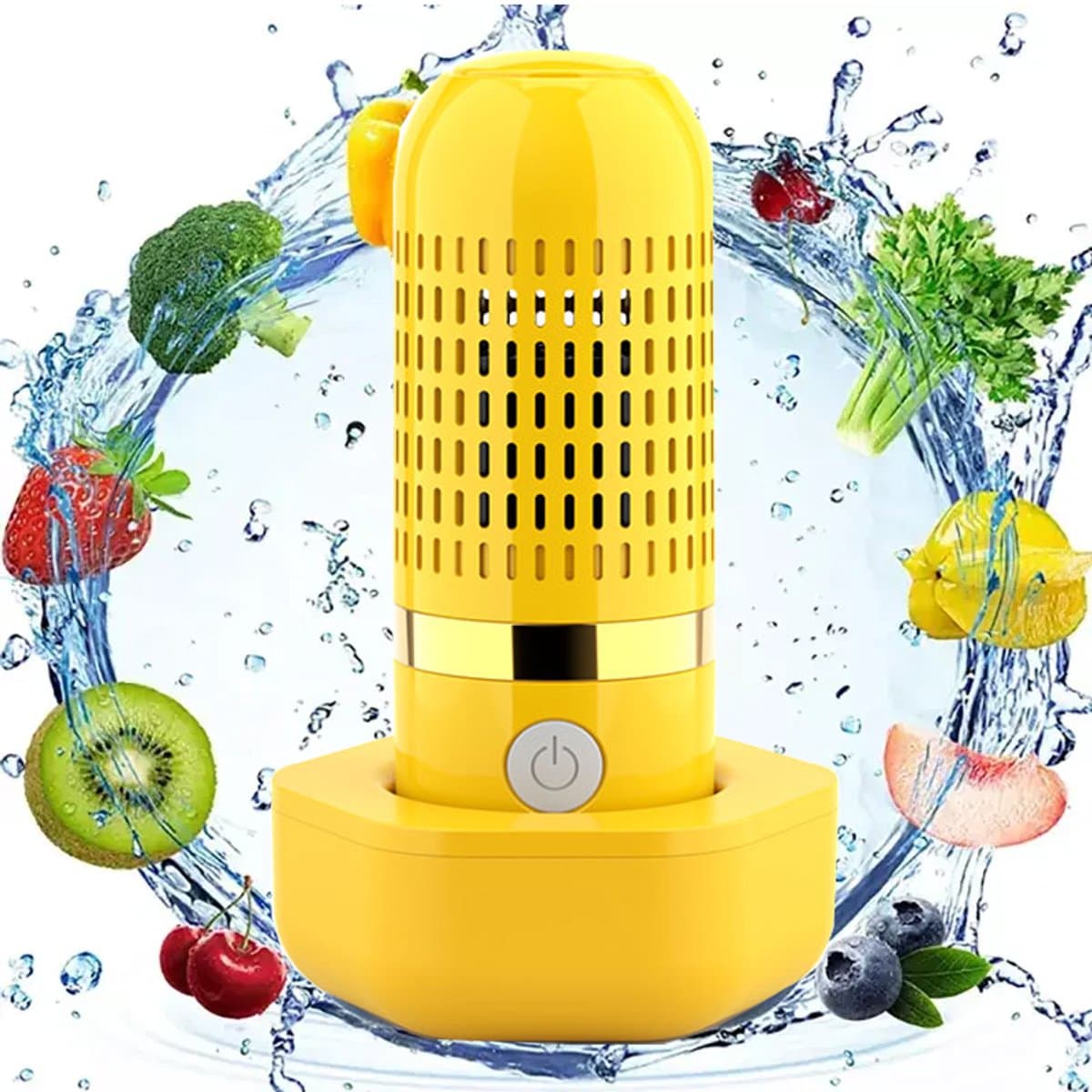 Geel Draadloze USB fruit en groentewasmachine - draagbare voedselreiniger - compact ontwerp - praktisch voor dagelijkse voedselreiniging — afbeelding 1