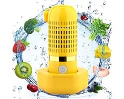 Geel Draadloze USB fruit en groentewasmachine - draagbare voedselreiniger - compact ontwerp - praktisch voor dagelijkse voedselreiniging