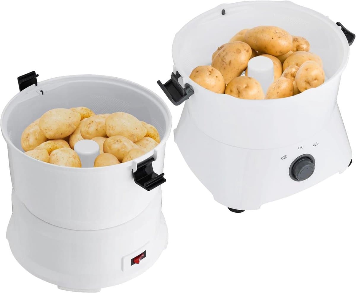 Elektrische Aardappelschilmachine - Keukenapparaat - Snel Schillen - Grote Capaciteit - 0.8 kg - Wit — afbeelding 1