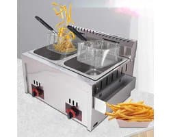 Gasfriteuse Dubbel - Friteuse RVS - Thuis Frituren - Grote Capaciteit - 5-6 Porties - Zilver