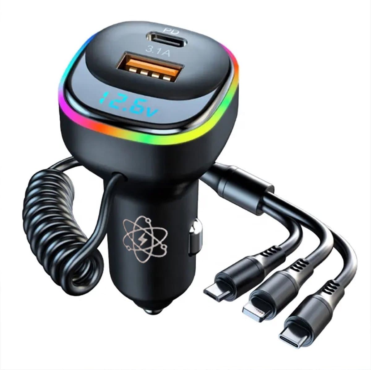 Slimtron X2 Super Snelle Autolader 65W – sigarettenlader adapter met laadkabels — afbeelding 1